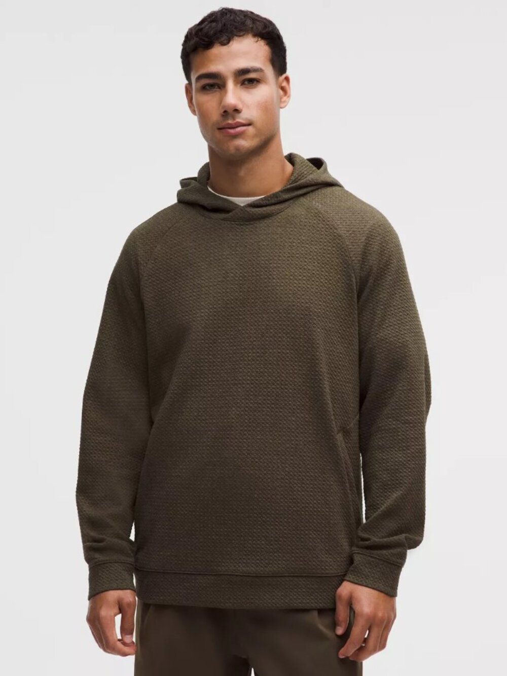 *NWT Lululemon Men's Textured Double-Knit Cotton Hoodie - Olive Brown
